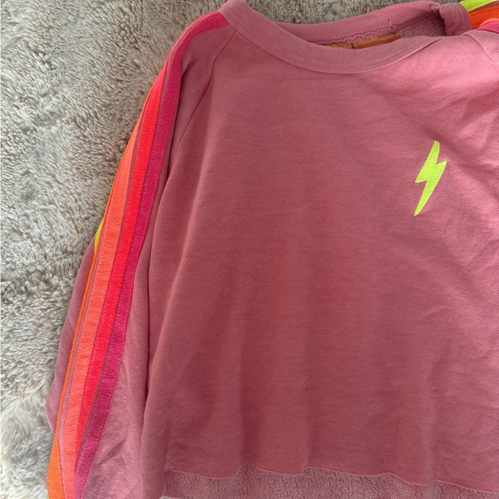 Aviator Nation Pink and Yellow Lightning Bolt Hoodie